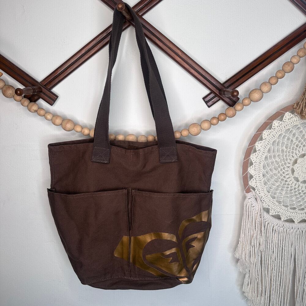 Roxy Brown Gold Logo Tote